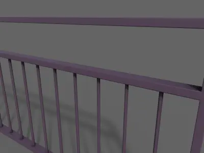 PBR Pedestrian Guard Rail Purple V3 Low-poly 3D model