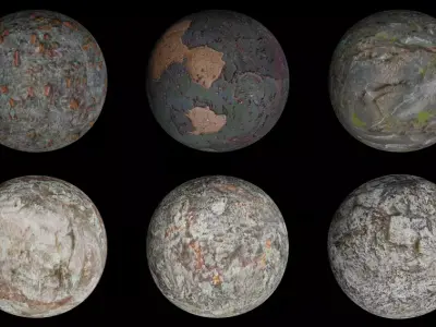 6 Wooden Pillar set 3D model