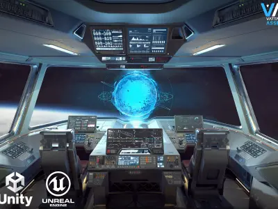 Sci Fi Fighter Cockpit Bridge 6 Low-poly 3D model