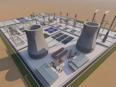 Power plant-Industrial power plant-Power generation Station 3D model