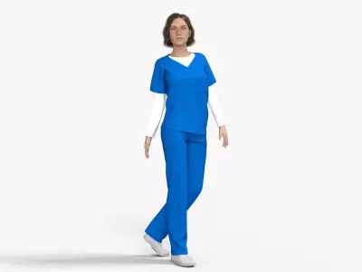 Nurse Rigged Low-poly 3D model