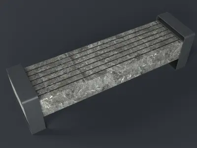 Modern Outdoor Bench 72 PBR Game Ready Low-poly 3D model