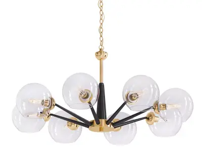 REFECT chandelier with clear glass globes and gold accents 3D model