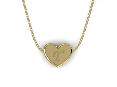 Pendant initial heart T 3D print model