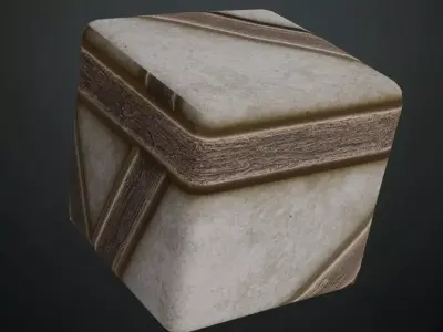 Brushed White Concrete Wall with Geometric Wood Trim PBR Texture