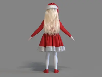  Christmas Realistic Little Girl Child Character Rigged 3D Model 