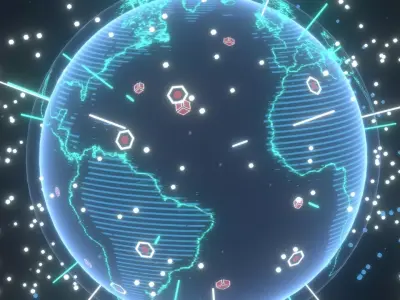 Animated Hologram Planet Earth No 3 With 50 Sci-Fi Music Tracks Low-poly 3D model