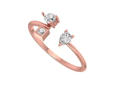 Three Stone Light Weight Band Ring 3D print model 6