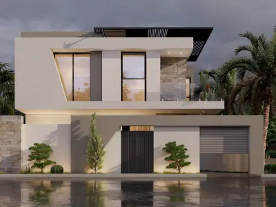 Modern Residential Villa Facade Saudi Arabia ksa 3D model