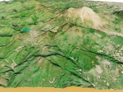 Mount Unzen 3D model terrain Low-poly 3D model