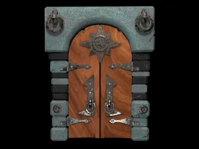  wooden door Low-poly 3D model