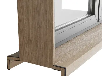 modern windows with Metal Blinds and wooden Low-poly 3D model