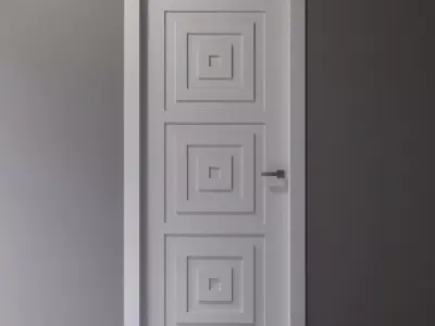 Interior door with a square pattern 3D model