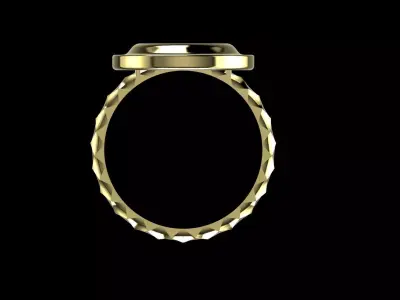 Industrial Mesh Circular Statement Ring - 14K Gold 3D print model