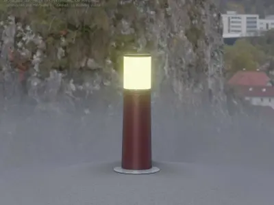 Dark Red Light-Column -9- Street-Light 9 Low-poly 3D model