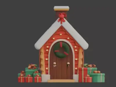 Cartoon Christmas Gingerbread House 3D Model Low-poly 3D model