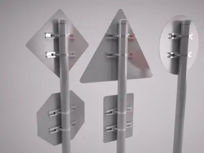 Road Signs with place holders 3D model