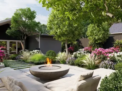 3D Exterior Scene 3D model design garden and landscape 3D model 3D model purchase
