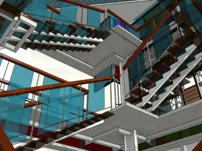 Galleria futuristic glass house at dusk 3D model