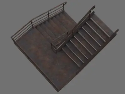 Stair 1C Low-poly 3D model