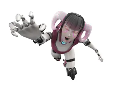 Robotic Character Hellen-Humanoid WITH RIG Low-poly 3D model