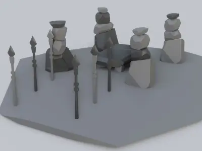 Low Poly Rock and Stones 44 models Low-poly 3D model