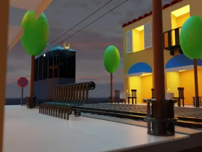 Italian Street Free low-poly 3D model