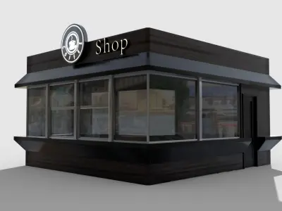 Coffee pavilion Low-poly 3D model