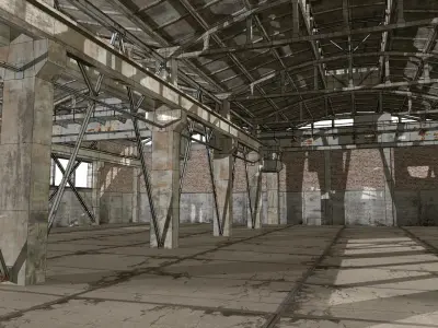 empty hangar Low-poly 3D model