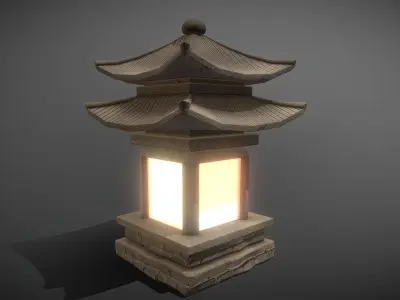 12 Stone Lanterns Low-poly 3D model