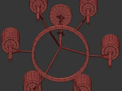 Aspiring chandelier with gold and glass shades 3D model