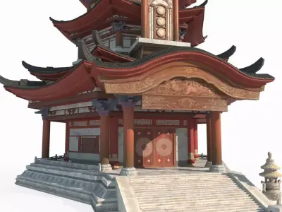Ancient Asian Architectural Pagodas 3D model