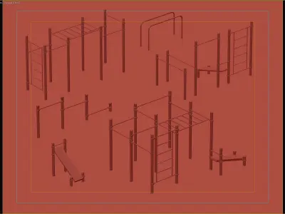 Professional Outdoor Workout Equipment Set 3D model