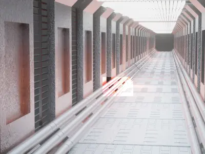 Sci-Fi Hallway Low Poly 3D Model at LOW PRICE Low-poly 3D model