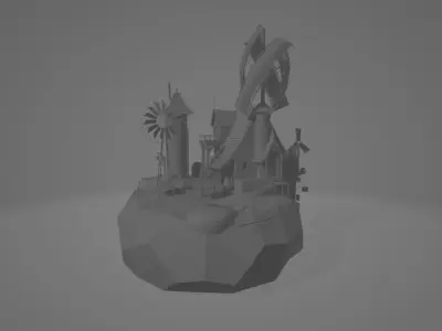 Windmill Fantasy House Low-poly 3D model
