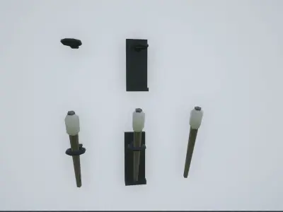 Medieval Torch Low-poly 3D model