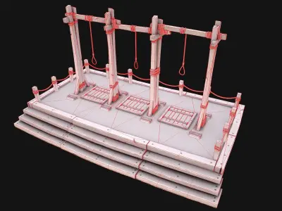 Medieval Gallows Podium Torture Low-poly 3D model