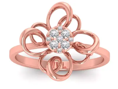 Solitaire Wedding Engagement Women Light Weight Flower Rings 3D print model 8