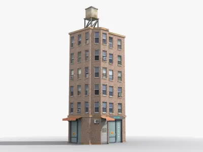 Apartment Building x28 Low-poly 3D model