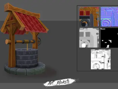 Stylized Well Low-poly 3D model