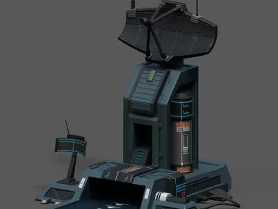 Scifi station building exterior skyscraper sci fi cyberpunk  Low-poly 3D model