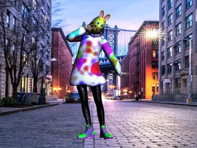 Surprised Bunny The Street Clowns member Low-poly 3D model