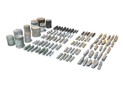 Cut and chopped firewood pack Low-poly 3D model