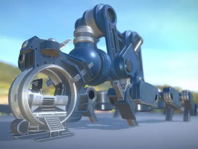 The Walking Mech Neck Blue Version Low-poly 3D model