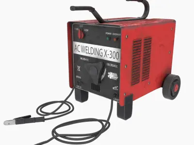 New red painted weld machine industrial tool  nanite ready da1 3D model