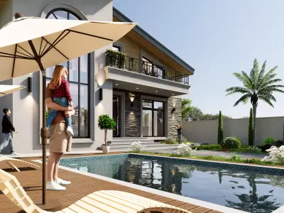 Villa Low-poly 3D model