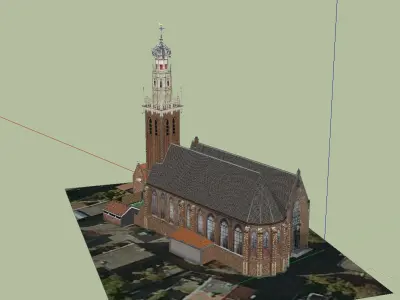 Architecture-Religion-God-Culture-Temple-02 church with clock... 3D model