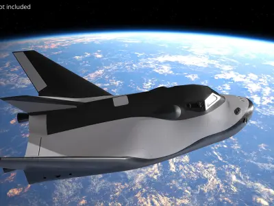  Compact Winged Space Transport White Black with Interior Rigged for Cinema 4D 
