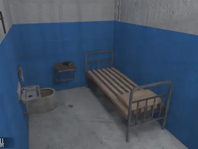 Prison cell - interior and props Low-poly 3D model
