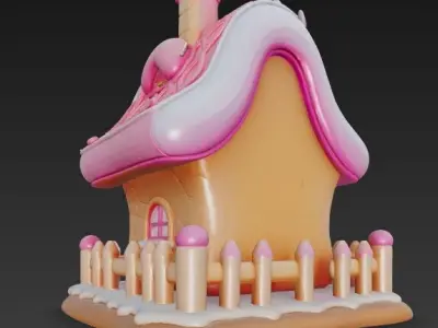Fairytale Gingerbread Candy House 3D Model 3D print model